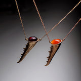 Carnelian & Grenade Crab Claw Necklace