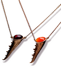 Carnelian & Grenade Crab Claw Necklace