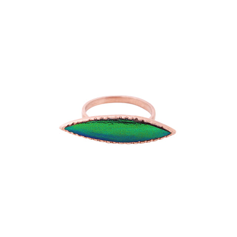 Marquise scarab wing ring